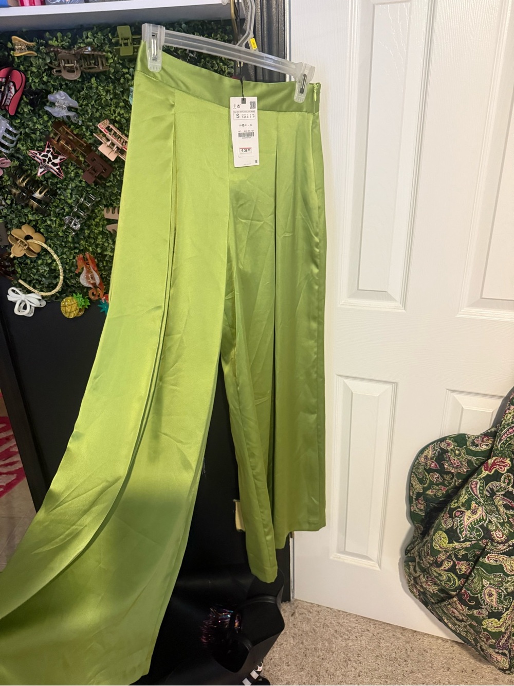 Zara High-Rise Wide Leg Satin Pants